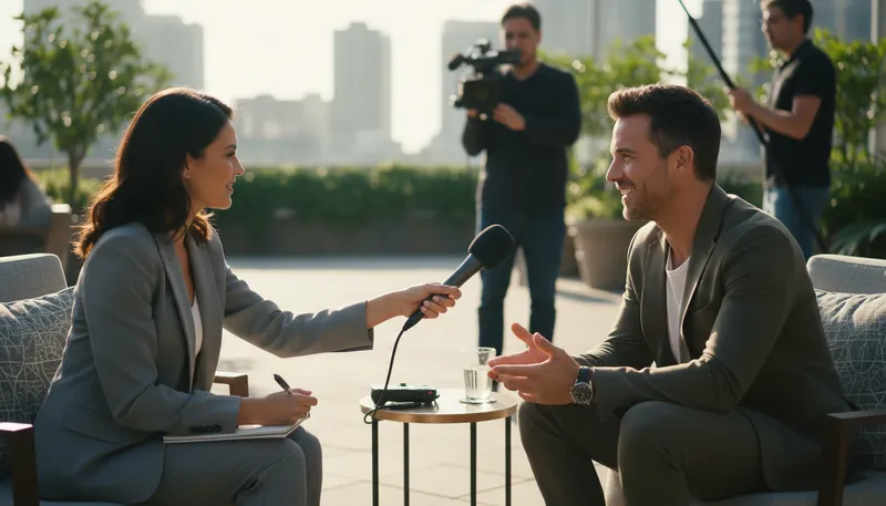 Illustration of interview: media conversation to gather information