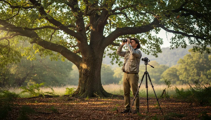 Illustration of binocular: An optical device for seeing distant objects clearly.