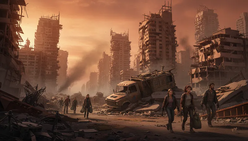 Illustration of apocalyptic: Relating to the end of the world.
