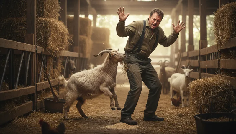 Illustration of get someone's goat: to annoy or irritate someone.