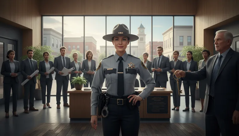 Illustration of there is a new sheriff in town: a new authority figure has arrived