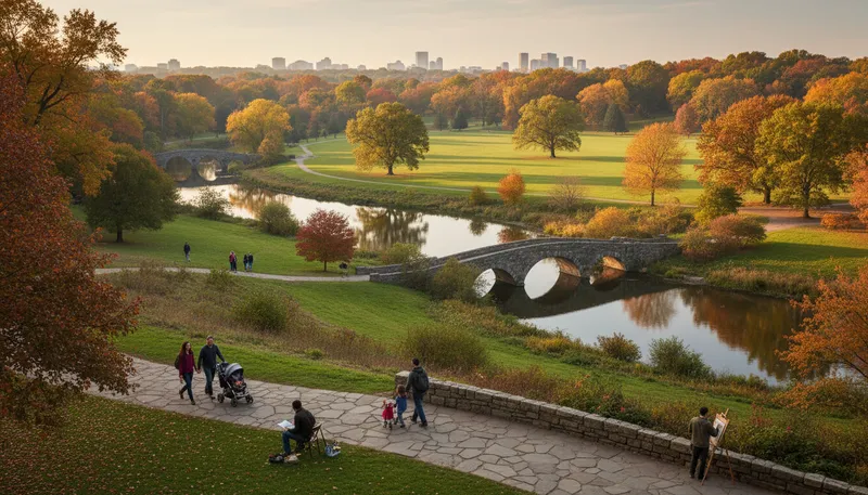 Illustration of olmsted: Last name of a famous American landscape architect.