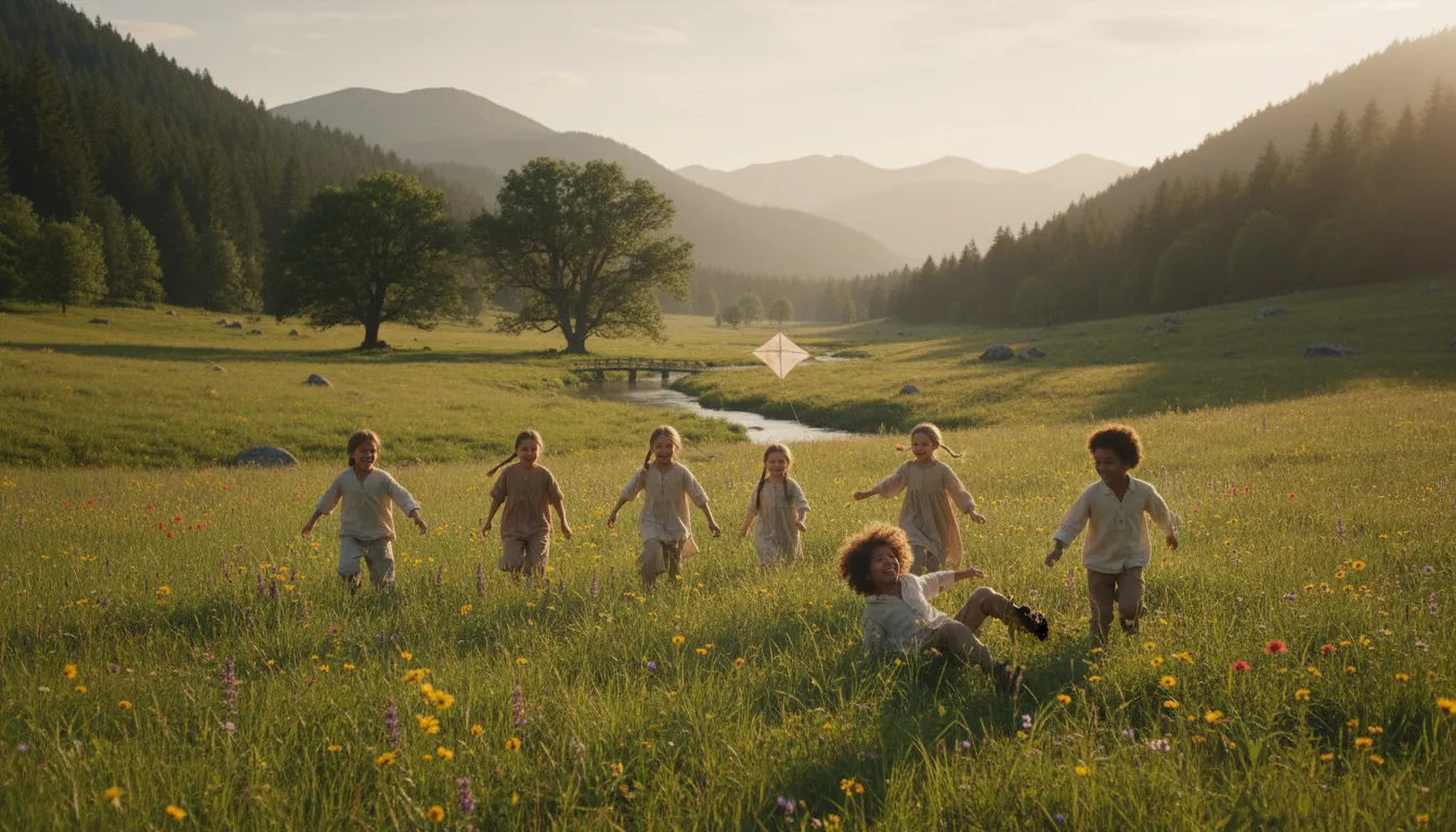 arcadia 일러스트: A peaceful, idyllic place or region.