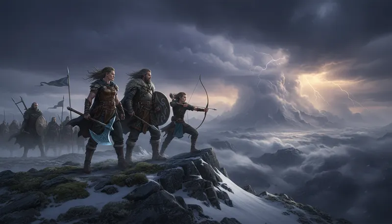 Illustration of ragnarok: In Norse mythology, a series of events leading to destruction.