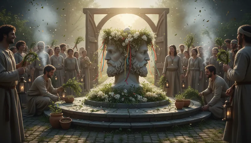 Illustration of janus: A Roman god associated with beginnings and transitions.