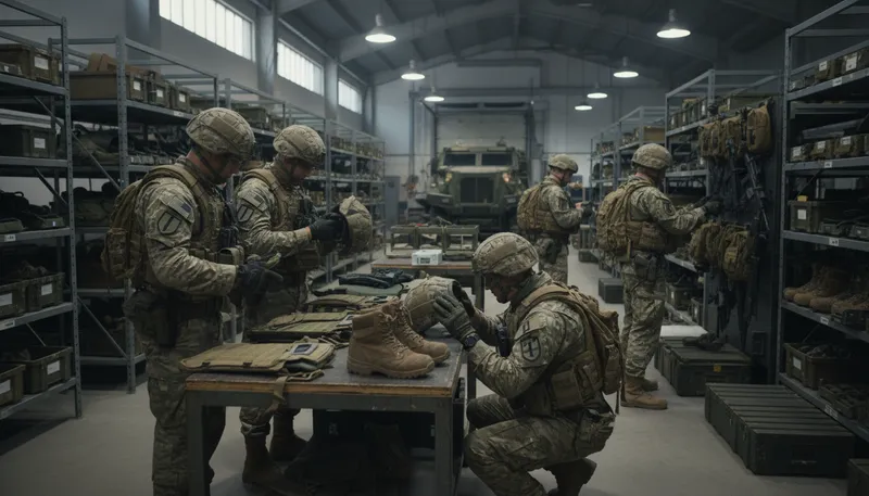 Illustration of armoury: A place for storing weapons and ammunition.
