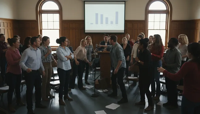 Illustration of dissension: disagreement among a group of people