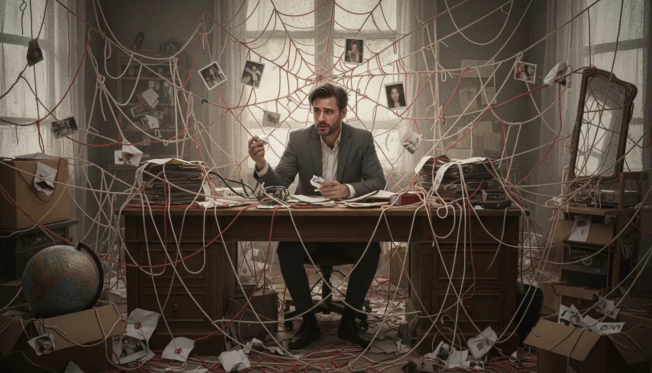 “what a tangled web we weave when first we practice to deceive” kelimesinin çizimi: deception creates complicated problems