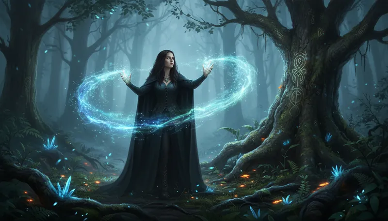 Illustration of morgana: Fictional sorceress from Arthurian legends.
