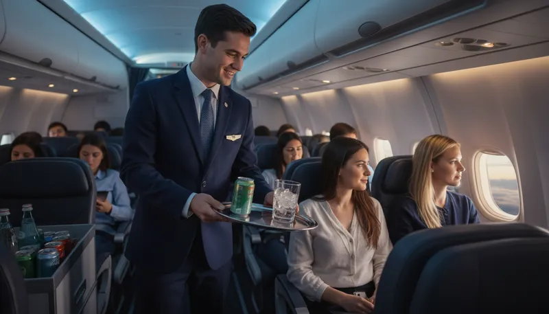 Illustration of steward: flight attendant