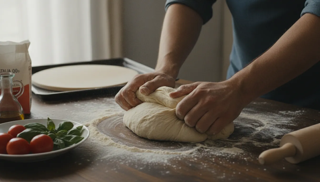 Ilustrasi knead: To work dough by pressing and folding.
