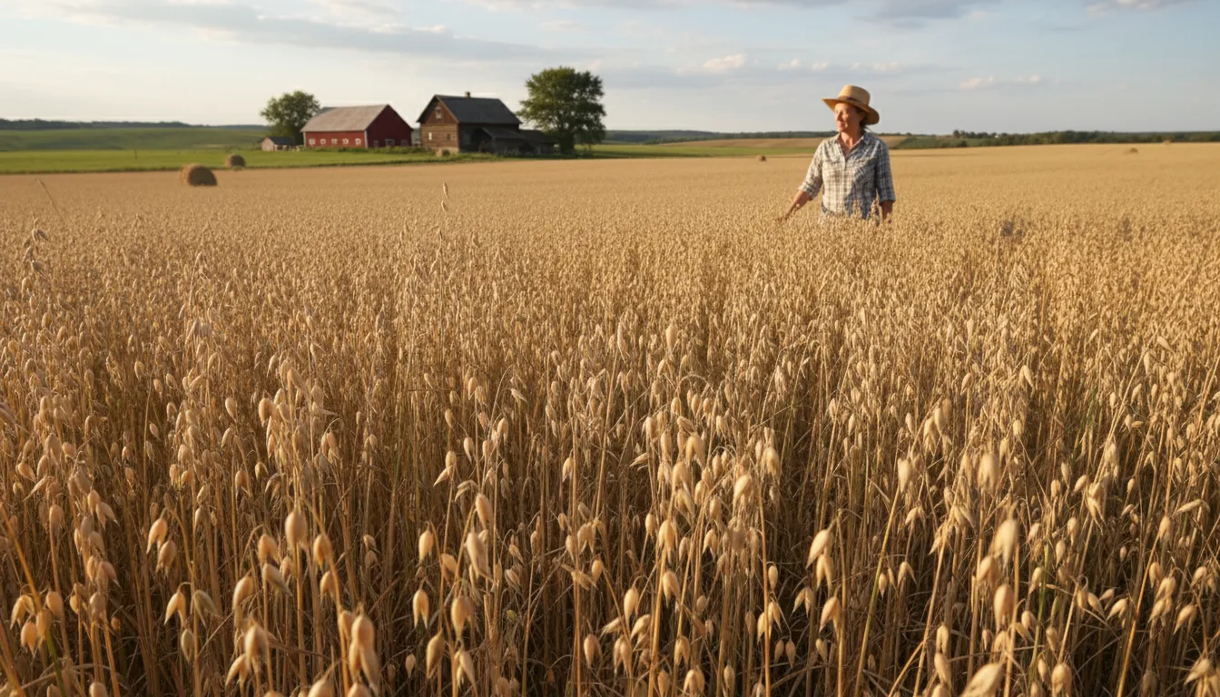 Ilustrasi oat: A cereal grain used for food and livestock.