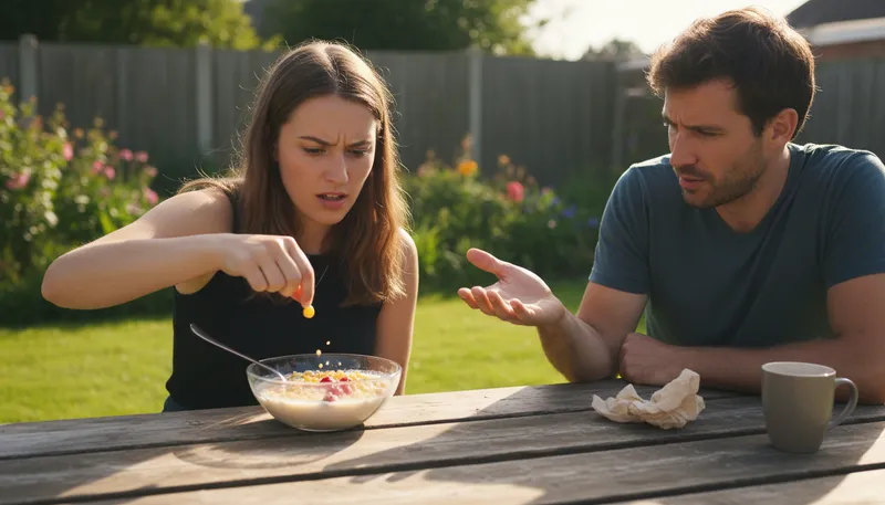 Illustration of piss in someone's cornflakes: to ruin someone's happiness or plans