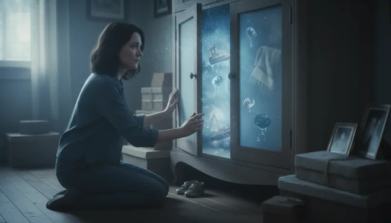 Illustration of cry cupboard: A place for hidden emotions or secrets.