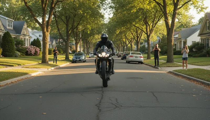 Illustration of wheelie: A stunt where a bike rides on one wheel.