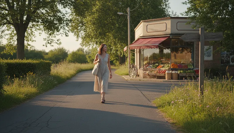 Illustration of go down the road: Travel along a particular path.