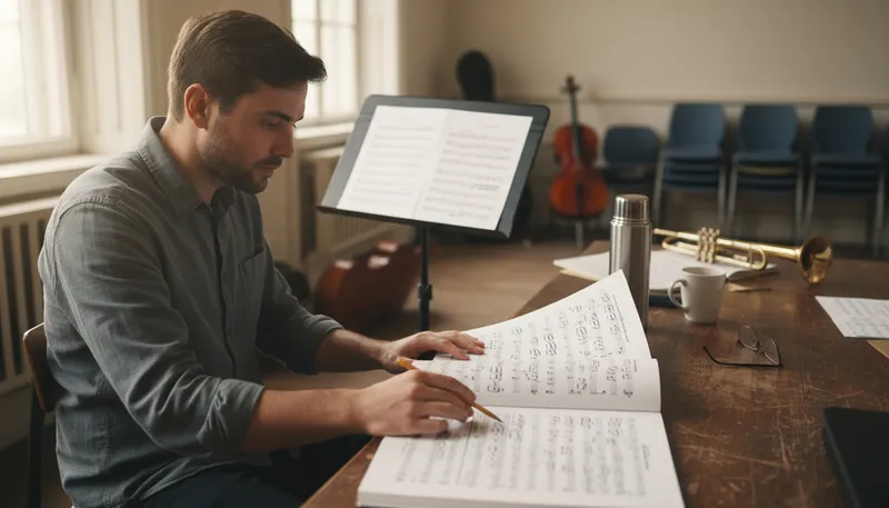 Illustration of music: written notation of musical composition