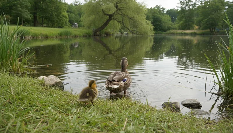 Illustration of duckling: A young duck, often fluffy and cute.