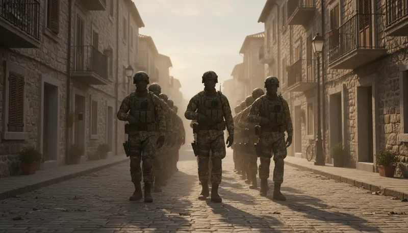 Illustration of paramilitary: Forces organized like a military but unofficial.