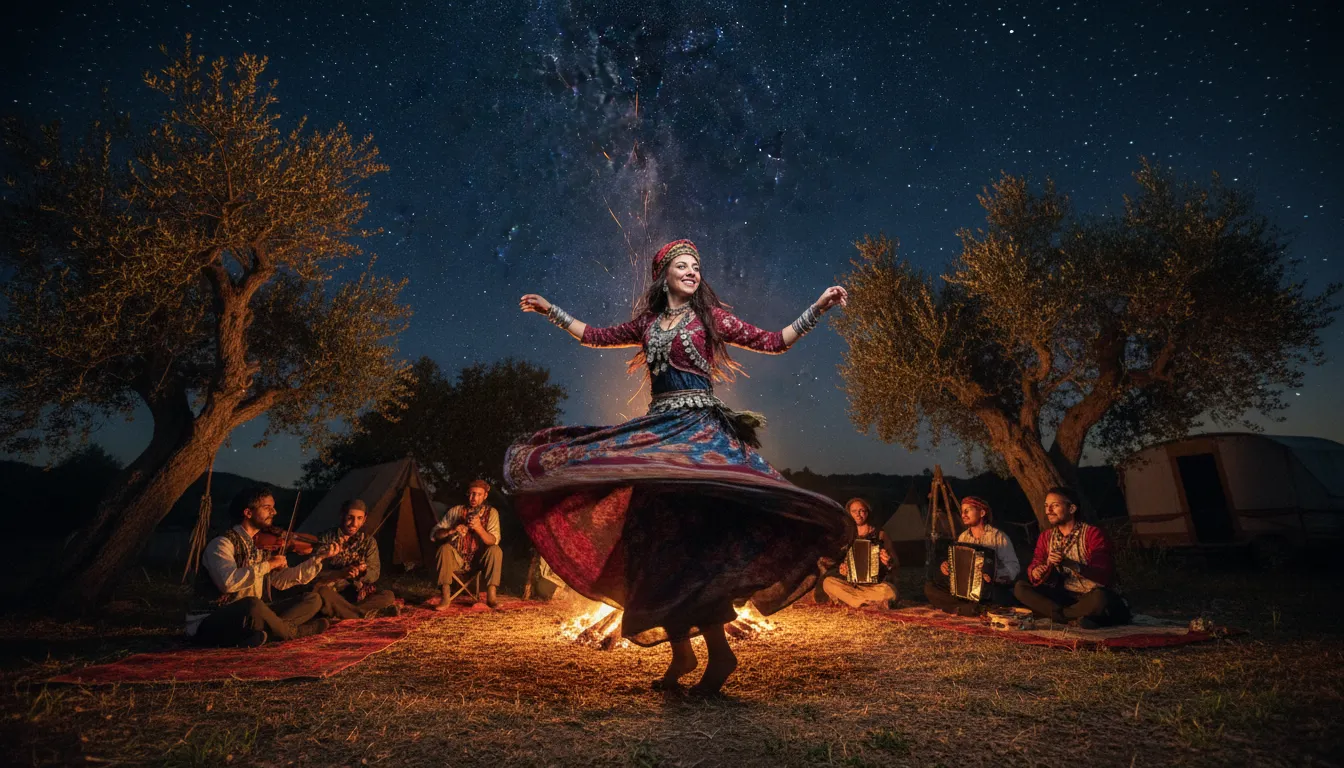 Ilustração de Gipsy: A member of a nomadic ethnic group, often Romani.