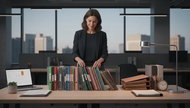 Illustration of secretary: A person who assists with office tasks and communication.
