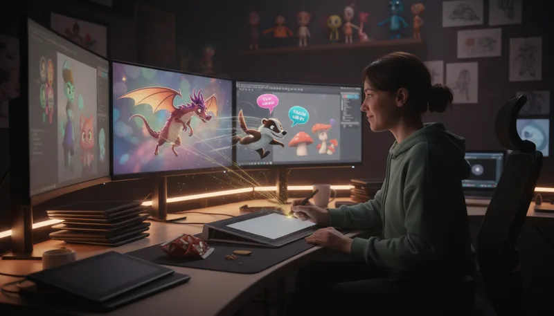 Illustration of animator: A person who creates animated images or films.