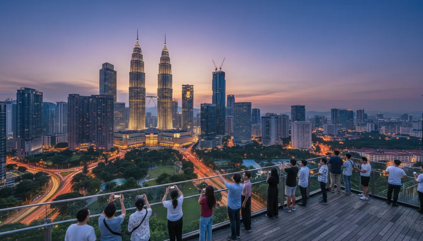 KL 的插圖：Abbreviation for Kuala Lumpur, the capital of Malaysia.