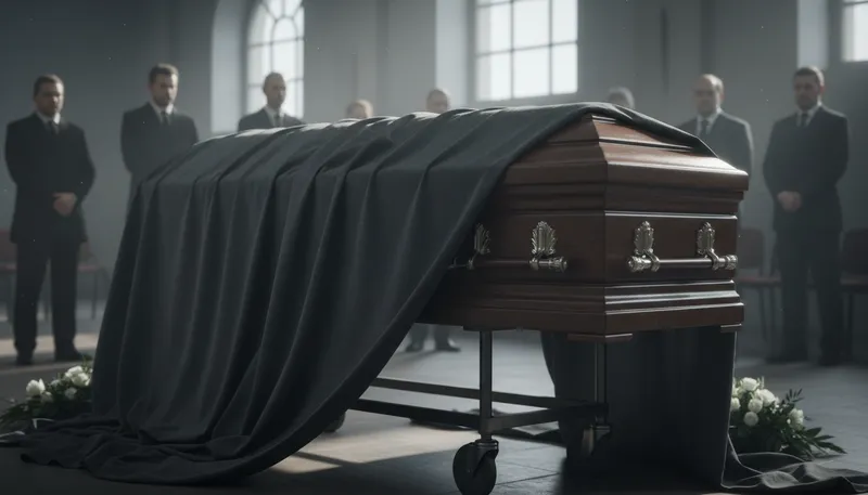 Illustration of pall: cloth covering a coffin