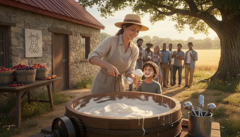 Illustration of creamery: A place where dairy products are made.