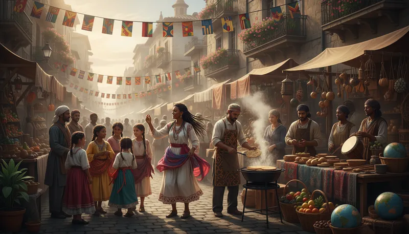 Illustration of diaspora: The movement of a group away from their homeland.