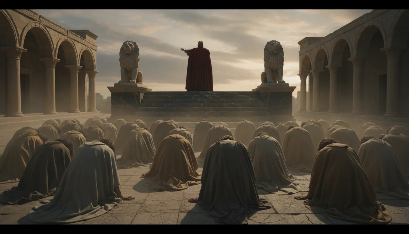 tremble and obey-এর ইলাস্ট্রেশন: Submit to authority with fear or respect.