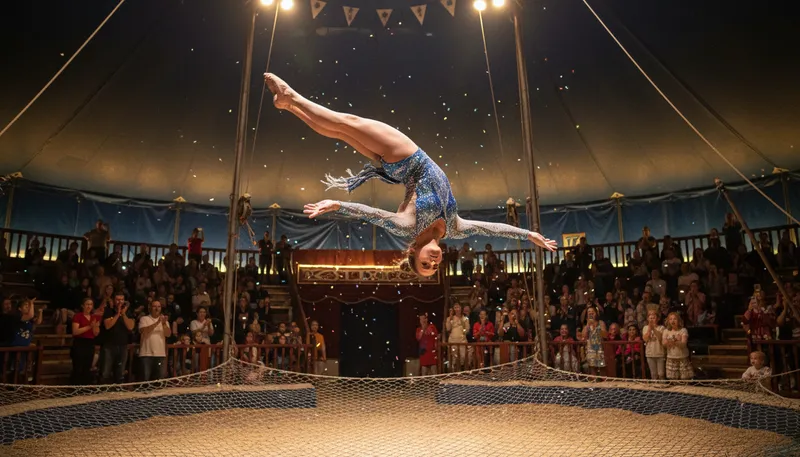 Illustration of acrobat: A performer skilled in gymnastic feats.