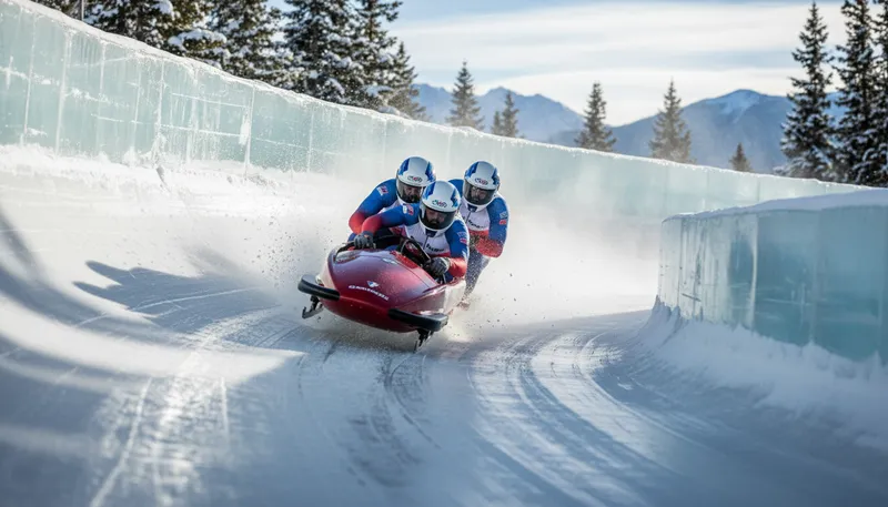 Illustration of bobsleigh: A winter sport involving a sled team racing.