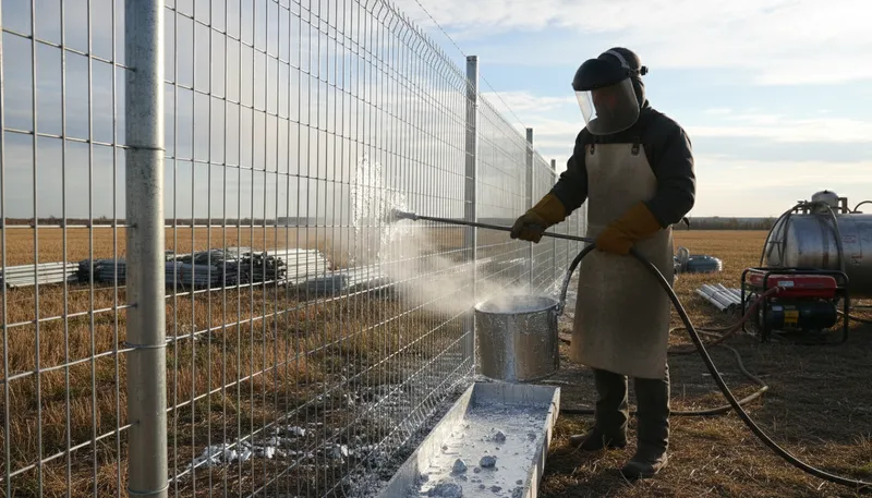 Illustration of galvanize: to coat metal with zinc for protection