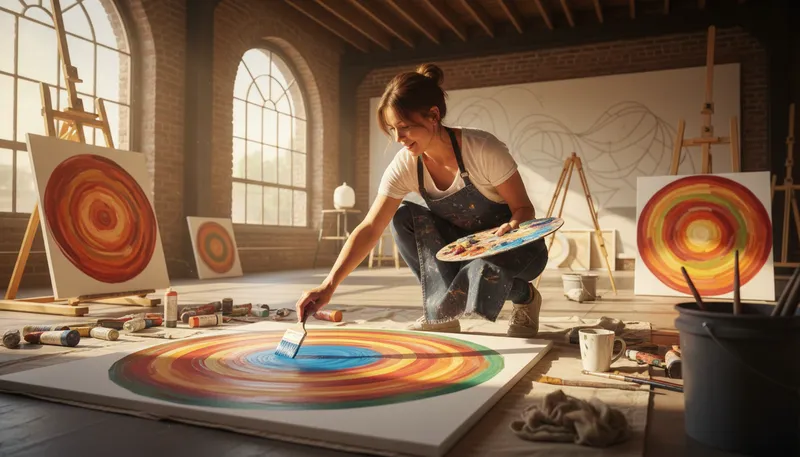 Illustration of concentric: Circles that share the same center.