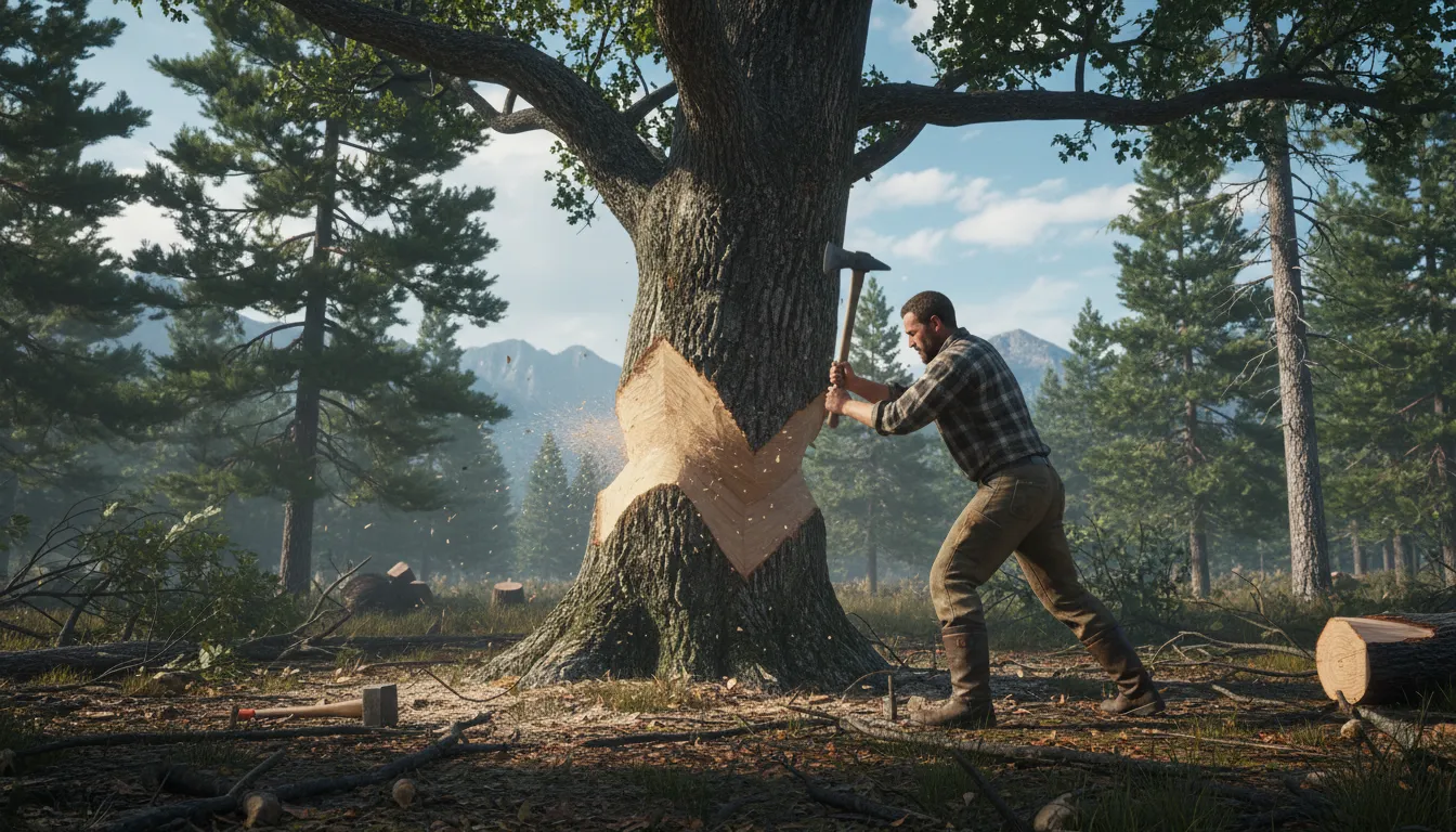 Ilustração de woodman: A person who works with trees or forests.