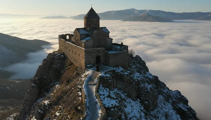Illustration of monastery: A building where monks live and work.
