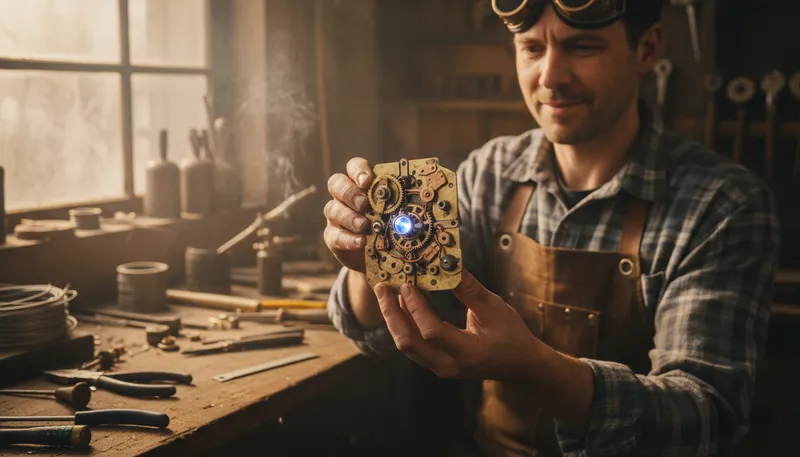 Illustration of widget: a small gadget or mechanical device.