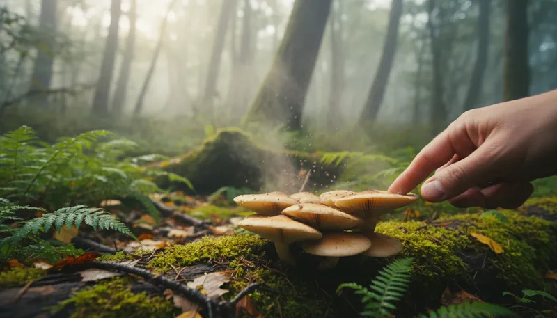 Illustration of spore: A tiny unit of reproduction in fungi or plants.