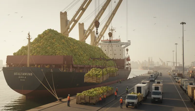Illustration of sea load: Cargo transported by ship.