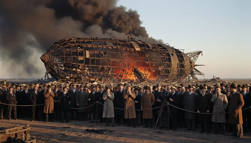 Illustration of hindenburg: A famous German airship that caught fire.