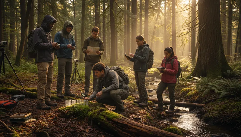 Illustration of fieldwork: Research done outside of a lab.