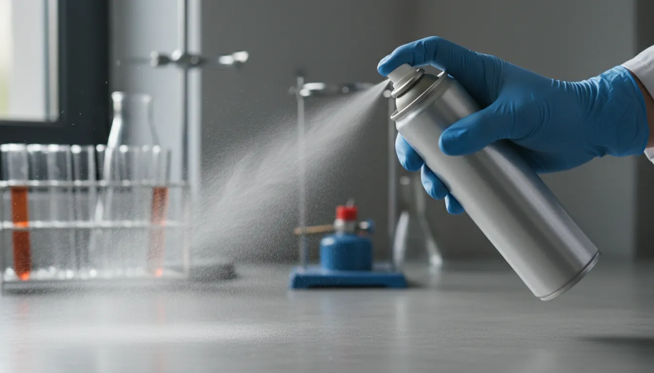 aerosolのイラスト：A pressurized container that releases liquid as a fine spray.