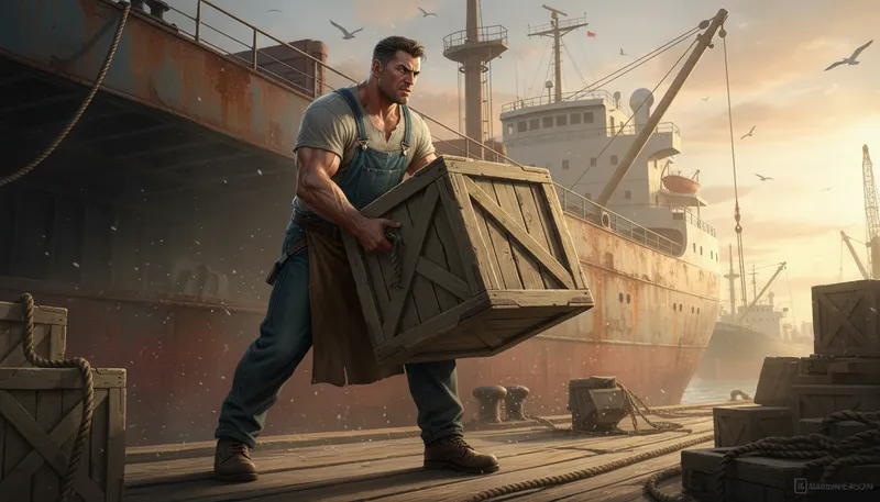 Illustration of docker: person who loads or unloads ships