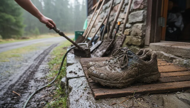 Illustration of dirt sticks: Mud or soil clings to surfaces easily.