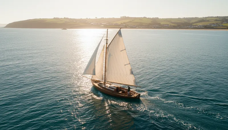 Illustration of under sail: sailing with the wind in the sails