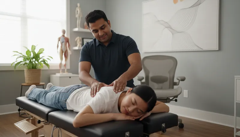 Illustration of chiropractor: A doctor who treats spine and joint issues.