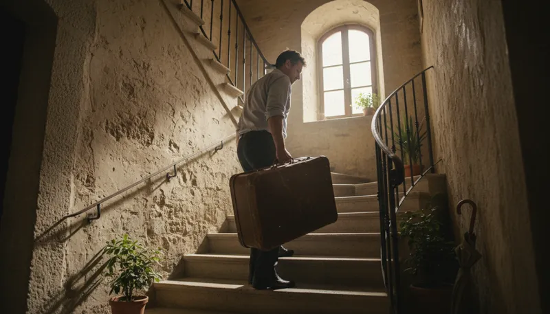 Illustration of lug: To carry something heavy with effort.