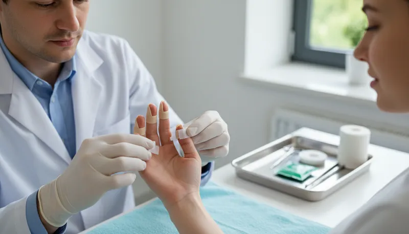 Illustration of mini splints: Small supports for injured fingers or toes.
