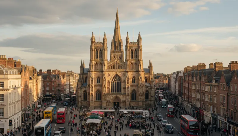 Illustration of peterborough: A city in England known for its cathedral.